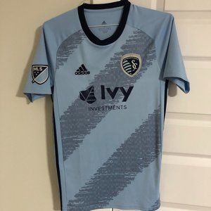 Adidas Sporting Kansas City 2019 Home Kit - Men's Small Light Blue Short Sleeve